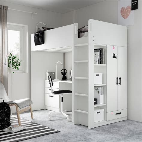 loft bed desk white|loft beds with desk ikea.